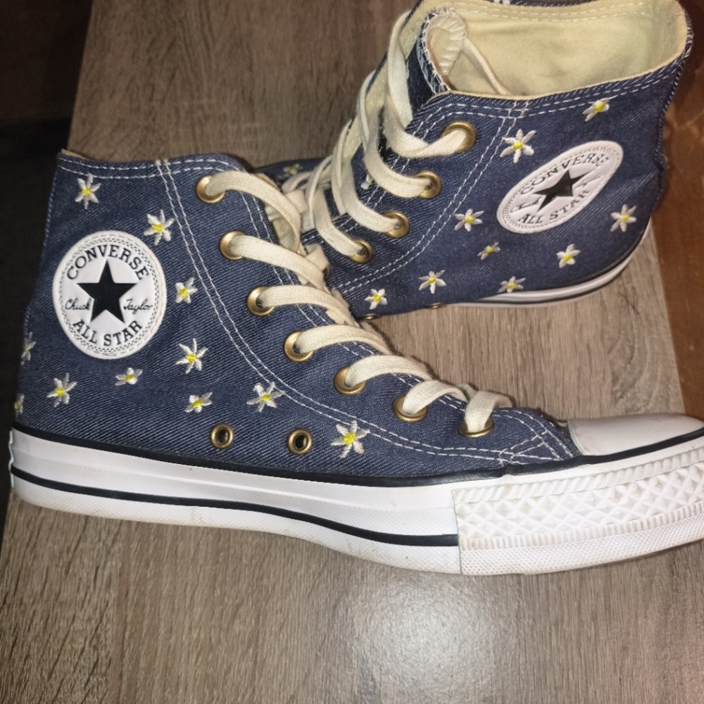 Converse Blue and White High-Top Sneakers
